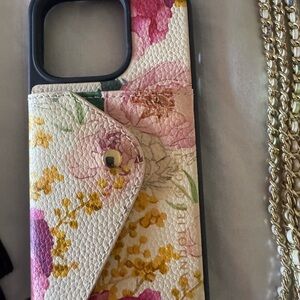 Bandolier Floral Leather Phone Case with Gold Chain